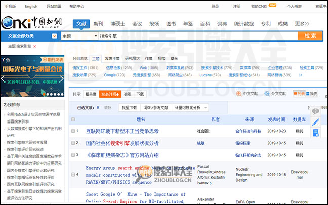 中国知网结果页面图