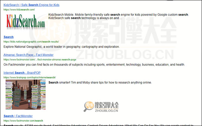 KidzSearch搜索结果页面图2