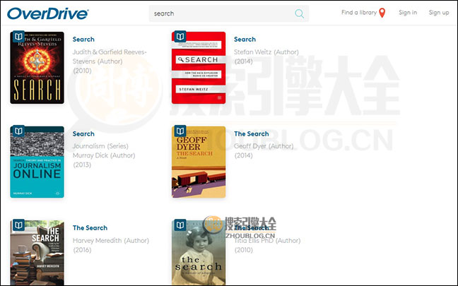 OverDrive搜索结果页面图3