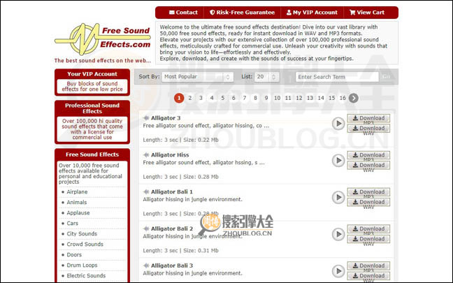 FreeSoundEffects首页缩略图