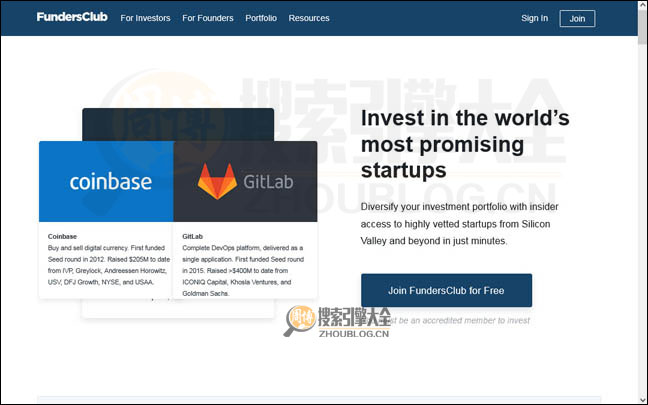 FundersClub首页缩略图