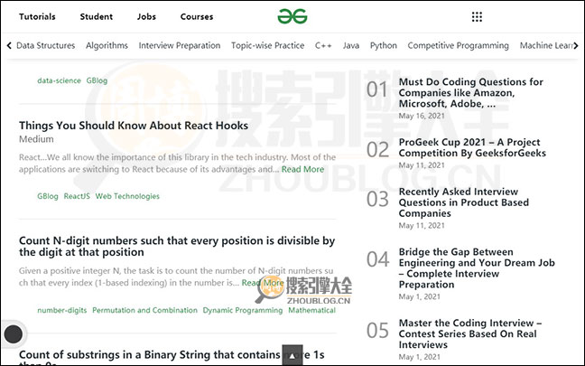 GeeksForGeeks首页缩略图2