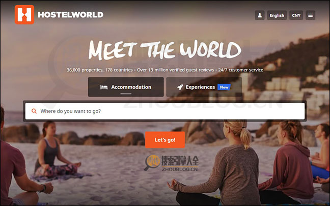 Hostelworld首页缩略图