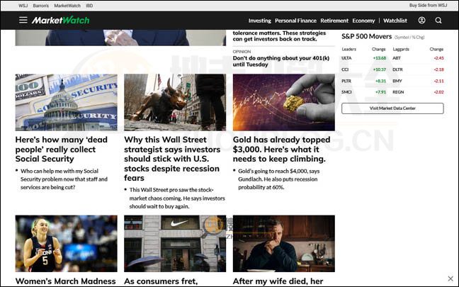 MarketWatch首页缩略图2