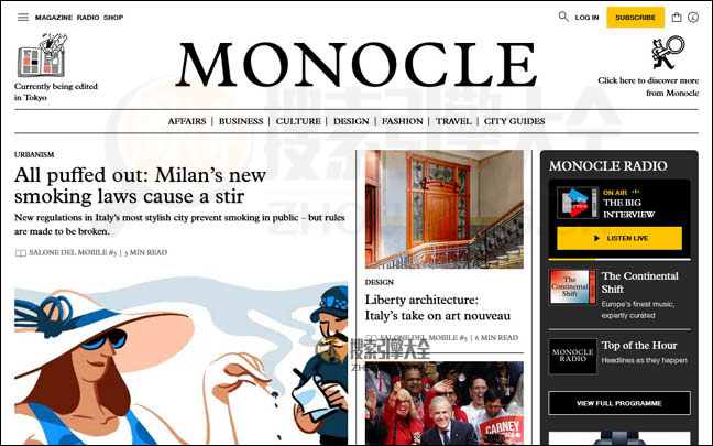 Monocle首页缩略图