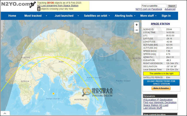 N2YO：在线实时卫星监测平台【美国】