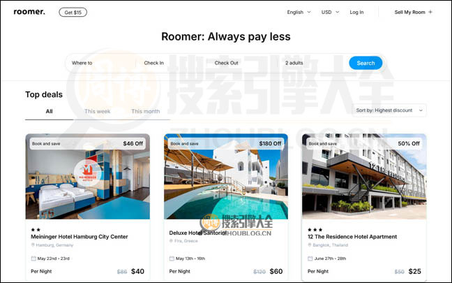 RoomerTravel：寄宿者酒店预定交易平台【以