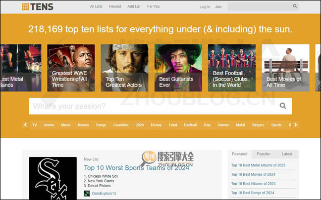 TheTopTens首页缩略图